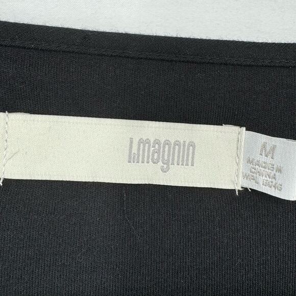 I Magnin 2 Piece Set M Black Long Sleeve Top Elastic Waist Pants Embroidered - Picture 11 of 15